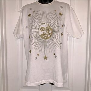 India Ink Hand painted Women’s Shirt Moon & Stars OS